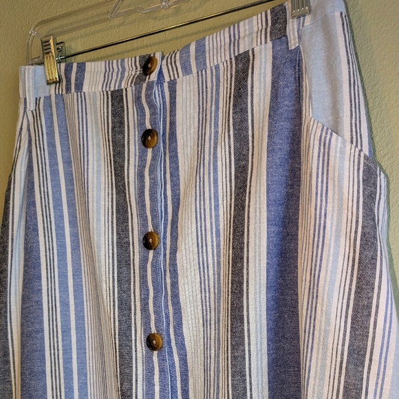 St. John's Bay Women's Chambray Midi Maxi Skirt 2X Button Front Cotton Linen - Picture 5 of 10